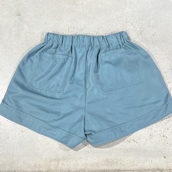 Zenana Woven Drawstring Shorts M Seafoam Pockets New - Picture 5 of 7
